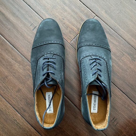 Navy Suede Cap-Toe Oxford main image 6